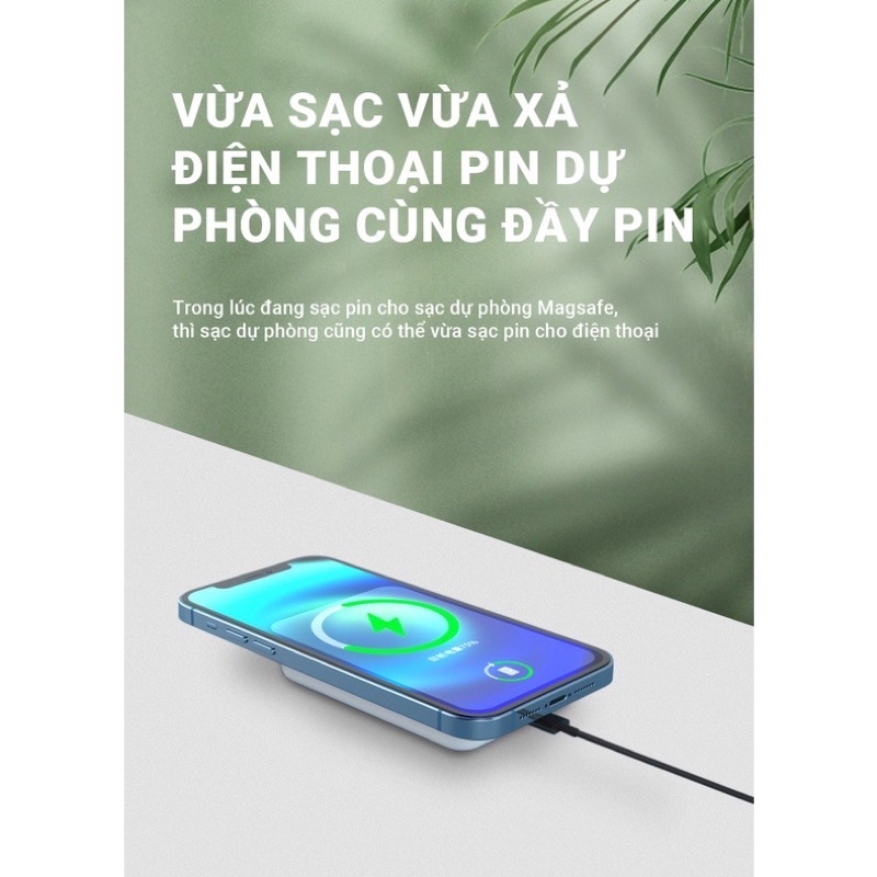 PVN44352 Sạc Dự Phòng Không Dây Sạc Nhanh Pin 5000mah Mini Nhỏ Gọn Cao Cấp Hỗ Trợ Cho Iphone/Android