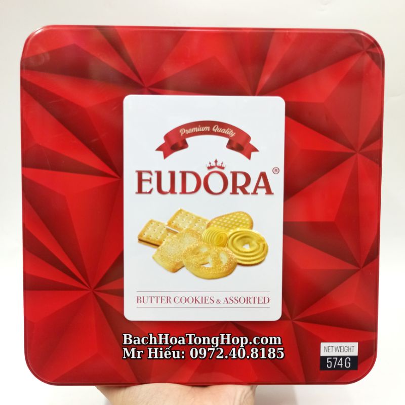[Hỏa Tốc] Bánh Eudora hộp sắt vuông 574g