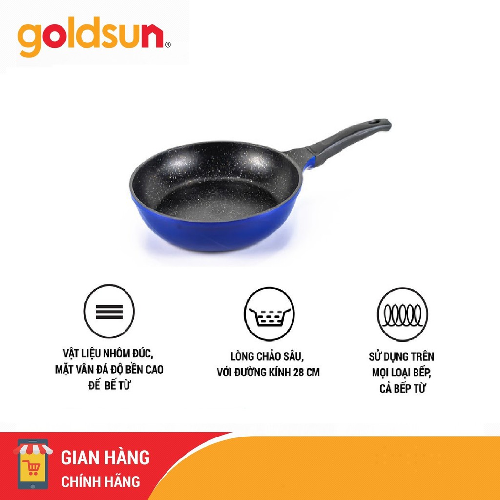 Chảo Nhôm Đúc Vân Đá Sâu Lòng Đáy Từ 30cm Goldsun DP - GD1030 IH (B)