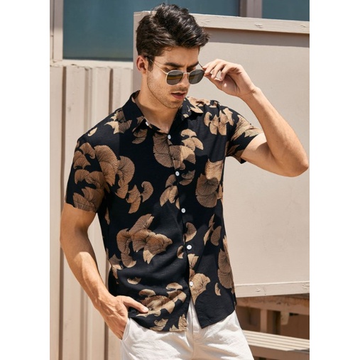 Áo Sơ Mi Ngắn Tay Dáng Rộng In Họa Tiết Hoa Plus Size Thời Trang Mùa Hè Cho Nam