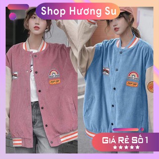 Áo Bomber Vải Nhung Gân Unisex "Cầu Vồng DEEP END"-HươngSu