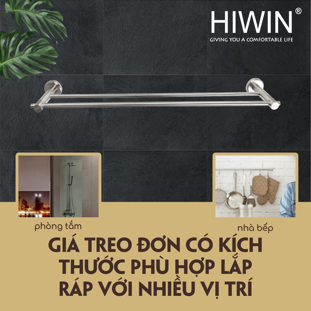 Thanh vắt khăn đôi inox 304 mặt gương Hiwin Y-538