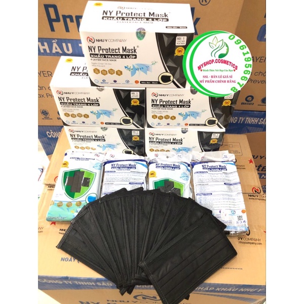 KHẨU TRANG Y TẾ 4 LỚP MÀU ĐEN NHƯ Ý