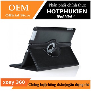 Bao da cho iPad Mini 4 xoay 360 độ (chống bụi, chống thắm, tắt mở nguồn màn hình) - Hàng nhập khẩu