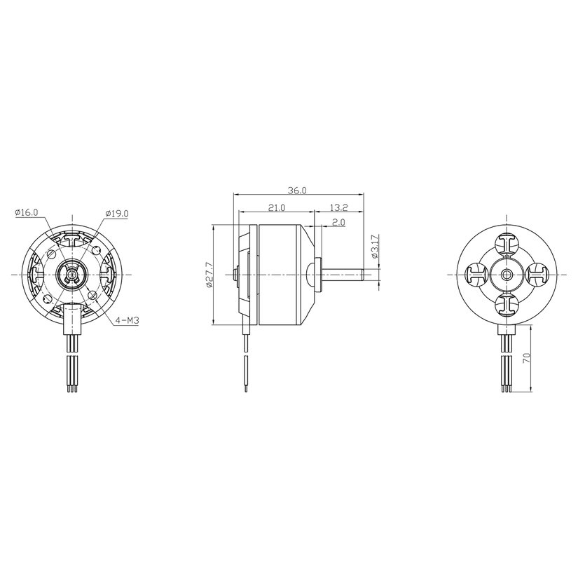 【COD】DXW A2208 2600KV 2-3S Outrunner Brushless Motor for RC Fixed Wing Airplane