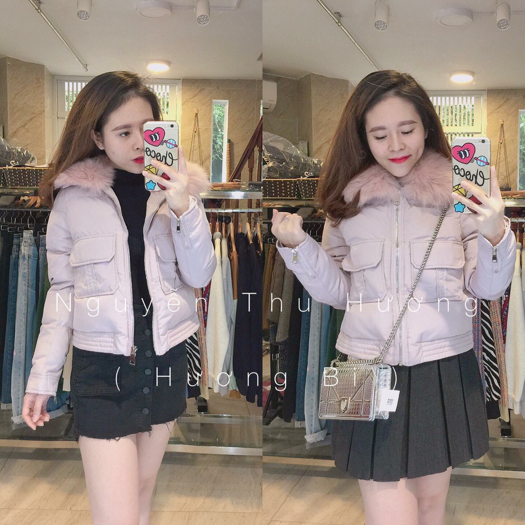 ÁO PHAO LÔNG VŨ HỒNG PHẤN