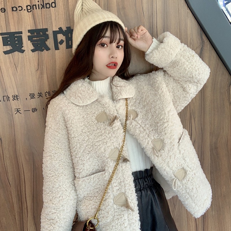 (Hàng Đẹp)Ảnh thật 4 hình cuối-HC081.Áo khoác lông cừu khuy sừng thu đông Hàn Quốc siêu xinh | BigBuy360 - bigbuy360.vn