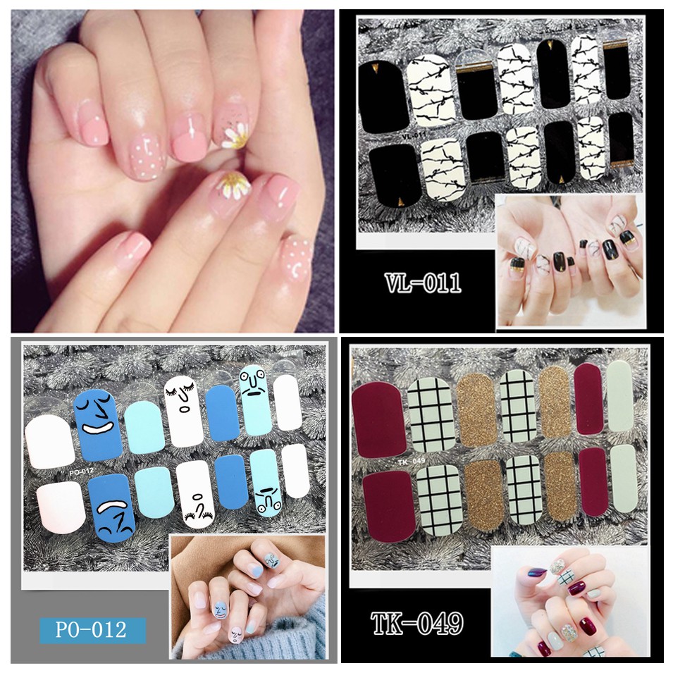 Miếng dán móng tay Silicon - Nail Wraps (14 miếng dán khô)