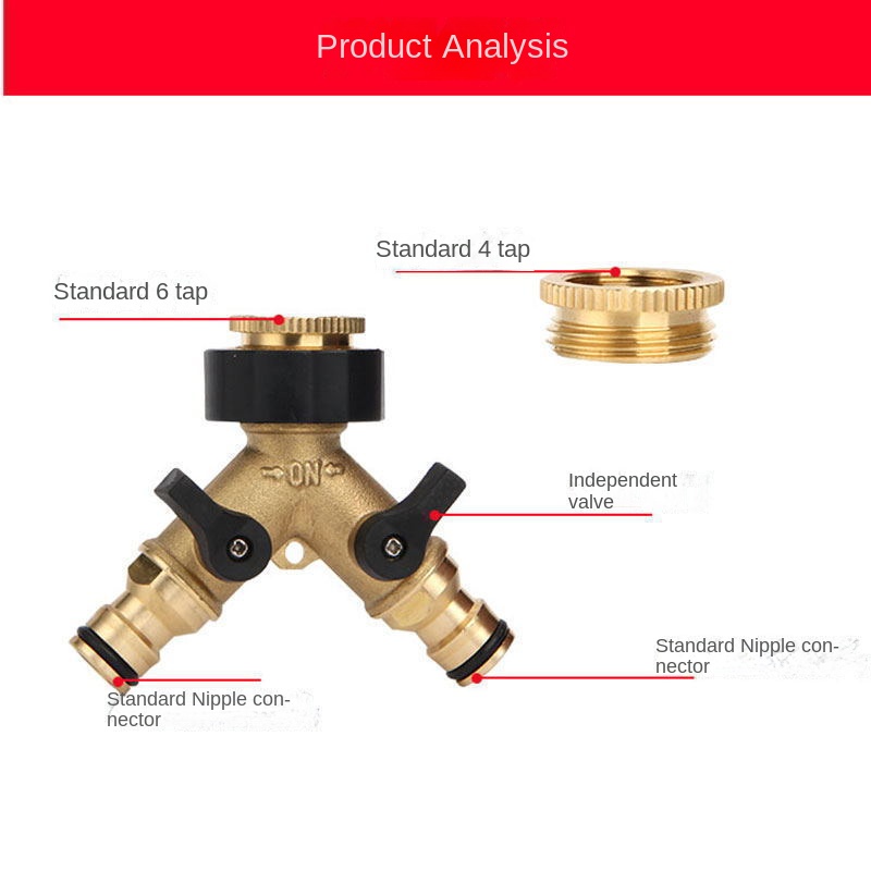 Đầu Chia Vòi Nước Hình Chữ Y Bằng Đồng Hai Đầu Núm Vú Giả Ba Chiều Nhanh Chóng Cho Máy Giặt