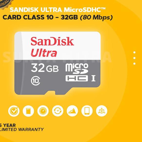 Micro Sd Sandisk Ultra Microsd 32gb 80mb / S Microsdhc Uhs-I Class 10