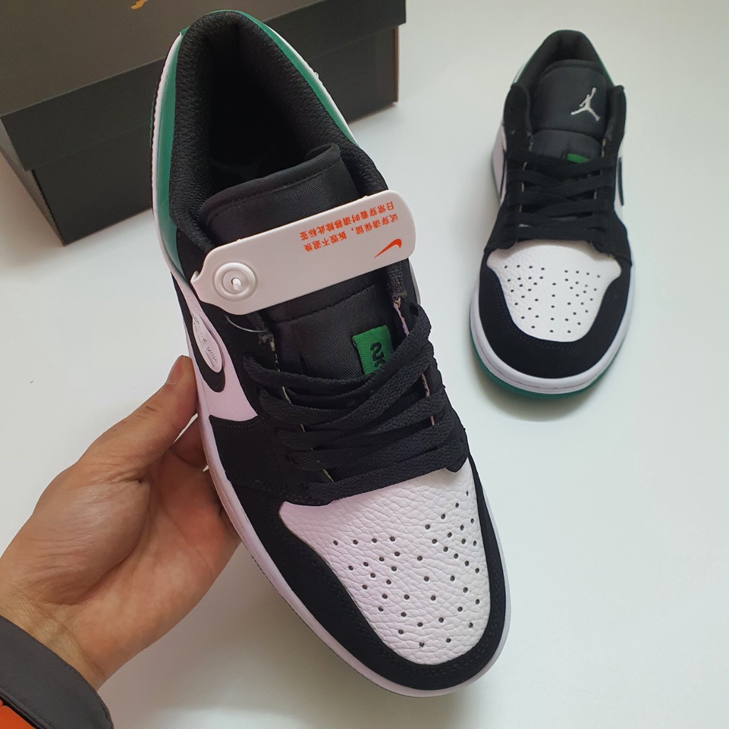 Giày Jordan 1 Low Xanh Đen White Black Mystic Green Fullbox , Giày thể thao jordan 1 cổ thấp xanh đen green da nhăn.