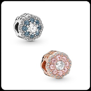 Blue & Pink Sparkle Flower Charm Bracelet Charms Bead