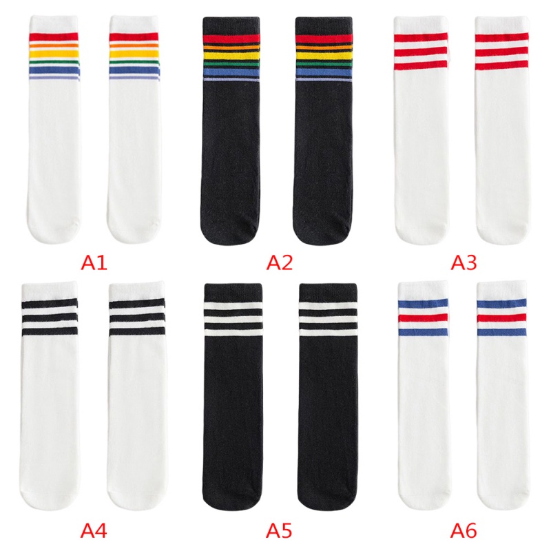 Vớ Dài Trung Bình Họa Tiết Kẻ Sọc Đơn Giản Dễ Thương Phong Cách Hàn Quốc Cho Bé Gái