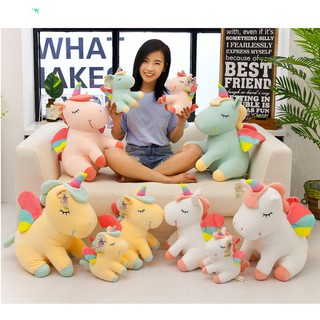 THÚ BÔNG KỲ LÂN NGỒI DỄ THƯƠNG, NGỰA UNICORN NGỒI ĐÁNG YÊU SIÊU MỀM MỊN (25CM--->40CM) VẢI MINISO 4 CHIỀU MỀM MẠI ÊM ÁI