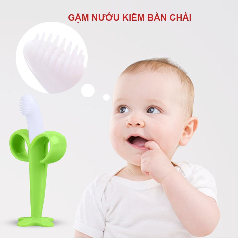 Gặm nướu hình chuối kiêm bàn chải đánh răng - Giảm Ngứa Lợi, Làm Sạch Miệng Cho Bé