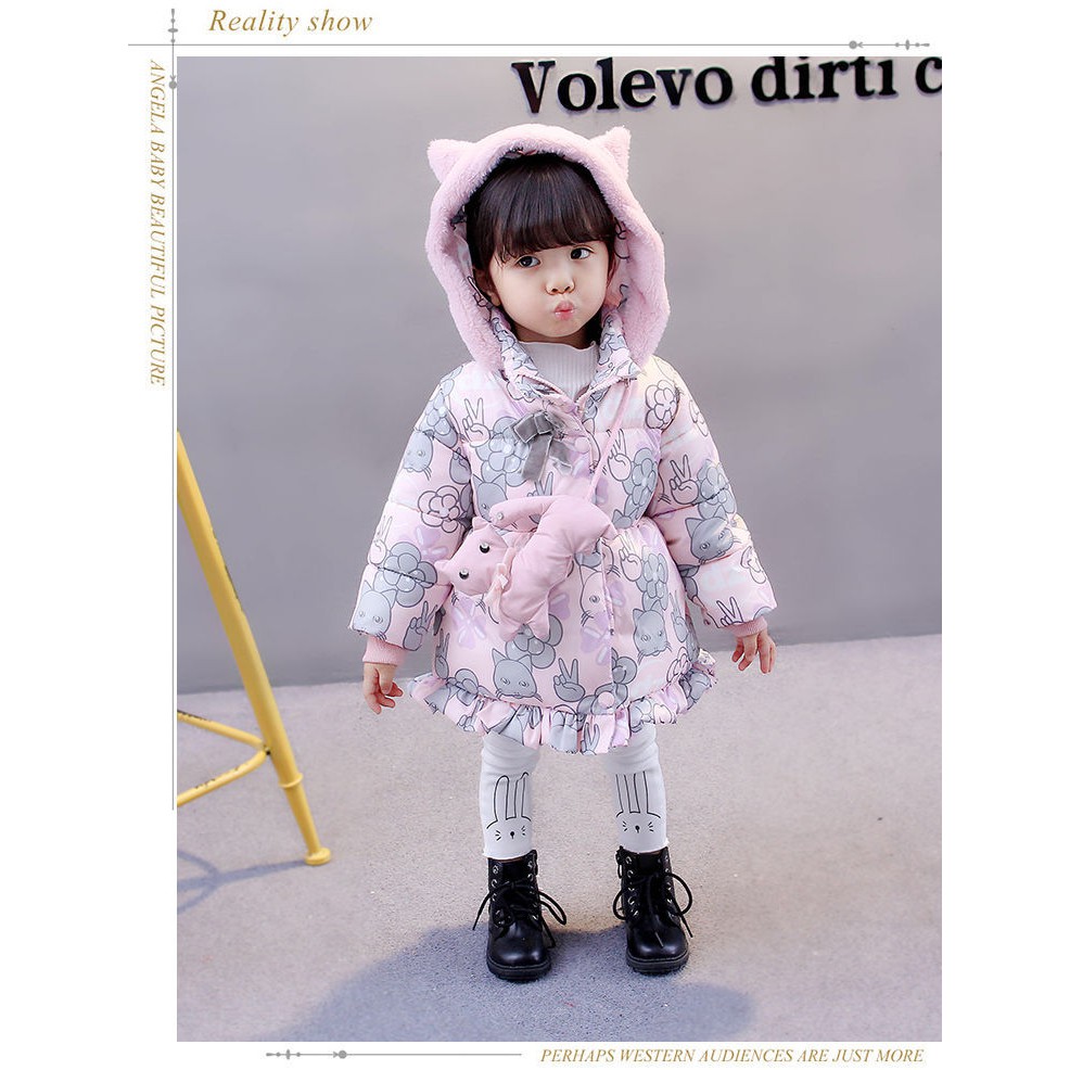 Áo khoác phao lót lông cho bé gái siêu ấm, siêu nhẹ - hàng quảng châu
