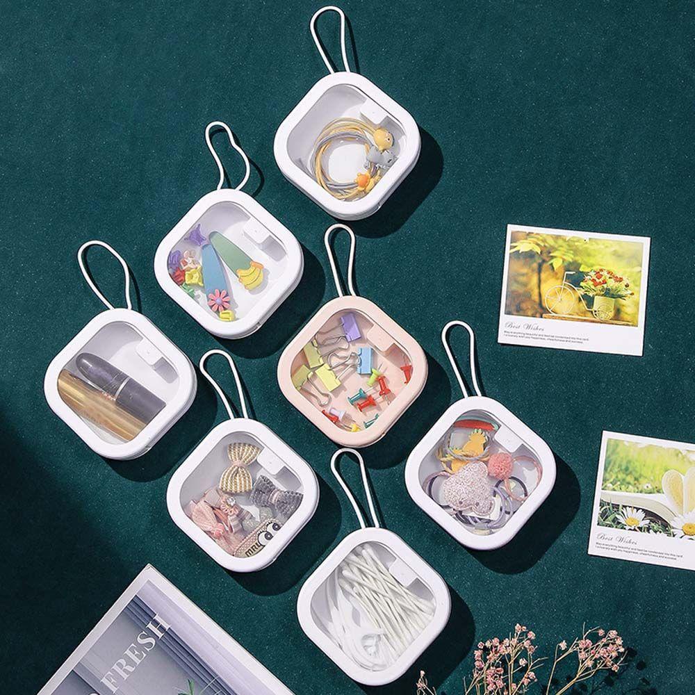 ANEMONE Hộp Đựng Đồ Để Bàn Màu Trơn Trong Suốt DIY Có Nắp Đậy