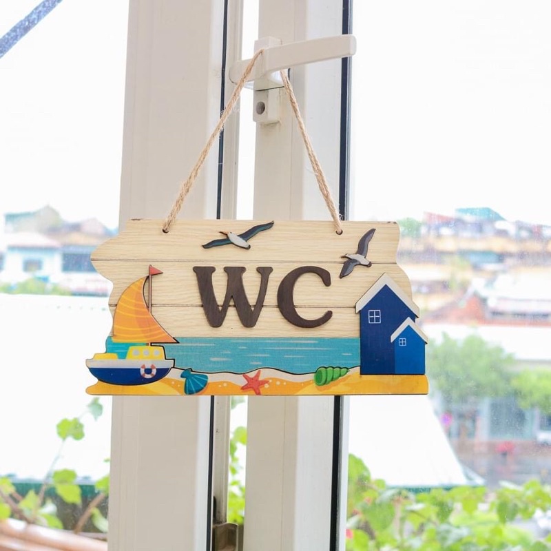 Bảng gỗ decor WC, toilet treo cửa nhà vệ sinh gia đình, cửa hàng và làm quà tặng