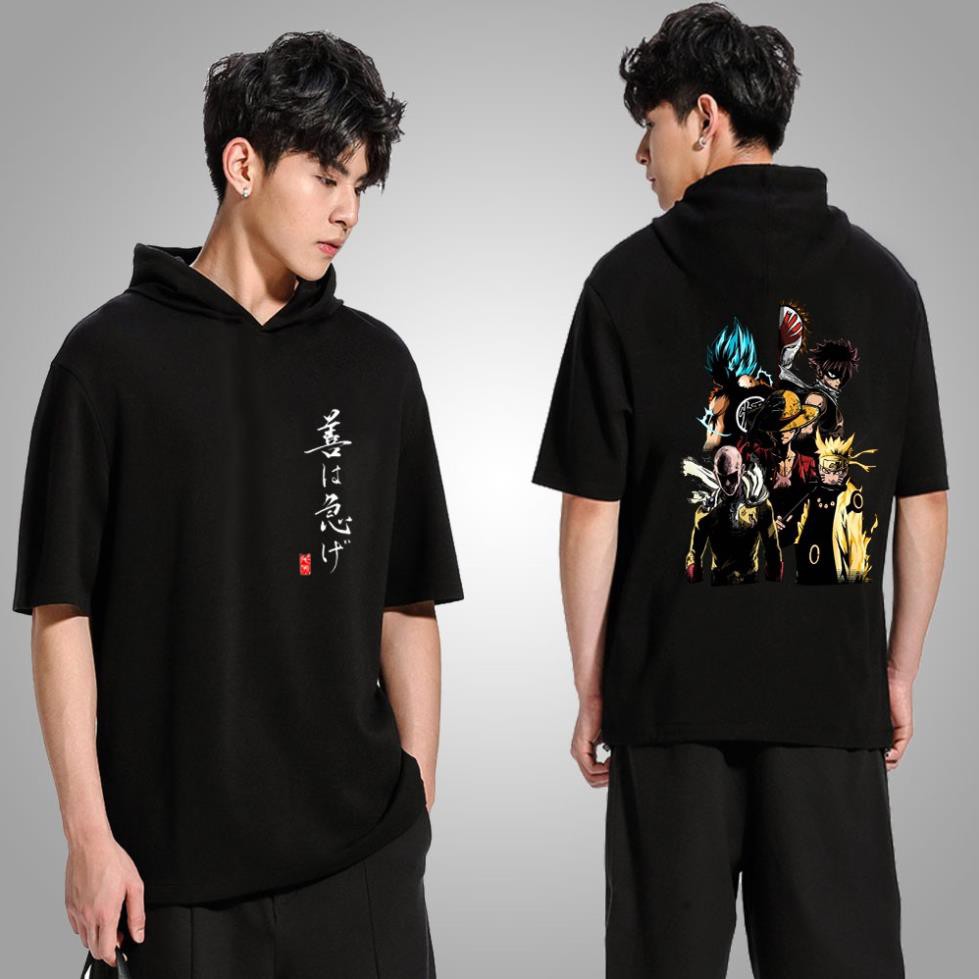 SIÊU HÓT Áo thun Hoodie tay lỡ Luffy One Piece ANime có mũ dáng unisex