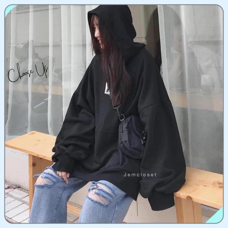 Áo Hoodie Nam Nữ Nỉ LOGO Màu Đen Basic Form Rộng Ullzang | BigBuy360 - bigbuy360.vn