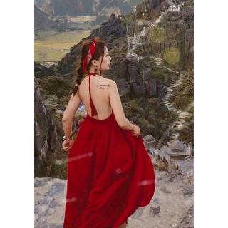 MAXI ĐỎ XẺ NGỰC CỔ YẾM