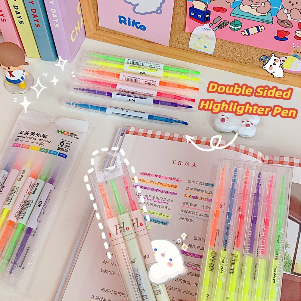 Bộ 6 Bút Dạ Quang Nhiều Màu Sắc