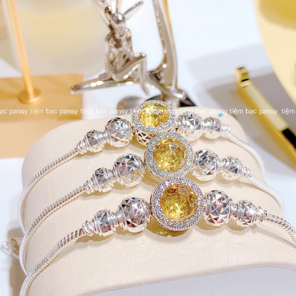 Vòng lắc bạc nữ mix charm cao cấp PANSY - Lắc tay nữ bằng bạc ta thật sang chảnh