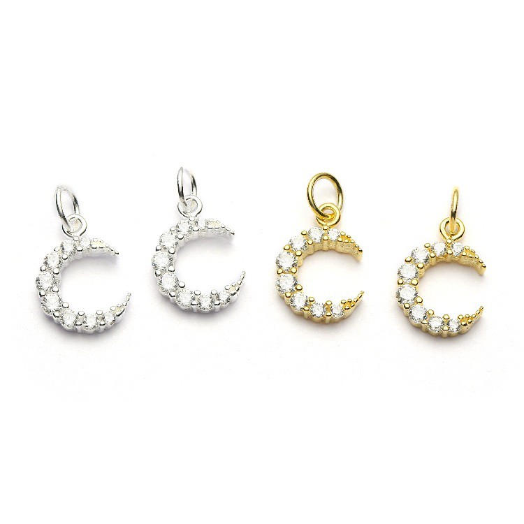 Charm bạc móc treo hình mặt trăng lưỡi liềm đính đá - Charm Bạc 925 - Mã CB236
