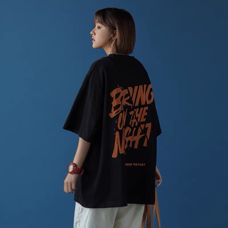 Áo thun phông logo tay Full size tay lỡ from rộng [BRING ON THE NIGHT] KL Unisex