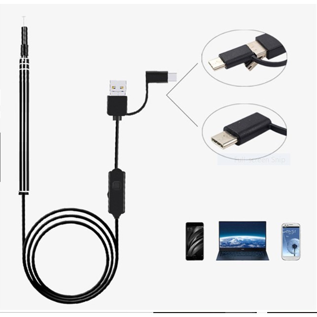 Camera nội soi lấy ráy tai có đèn LED hỗ trợ kết nối USB với điện thoại thông minh chuyên dụng chất lượng cao - CAM101