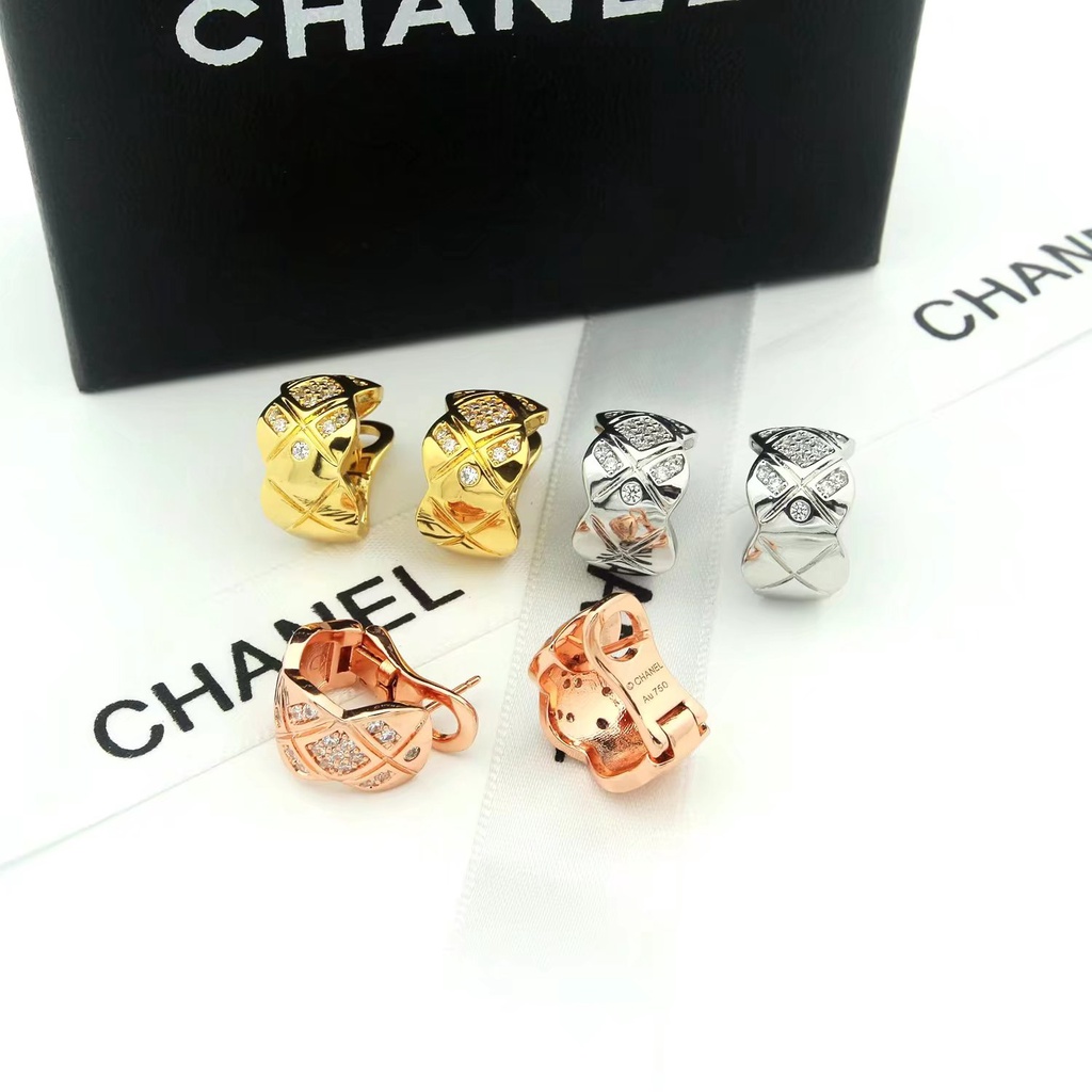 Đôi Khuyên Tai Kẹp Vành Tai Họa Tiết Kim Cương Vàng Nhỏ Phong Cách Mới Cho Nữ