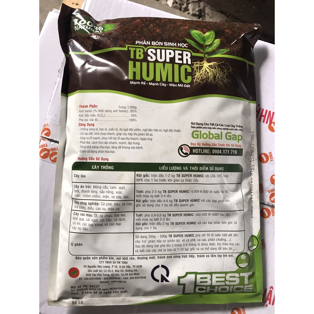 PHÂN BÓN LÁ SINH HỌC SUPER HUMIC TOBA 1KG DẠNG VẢY