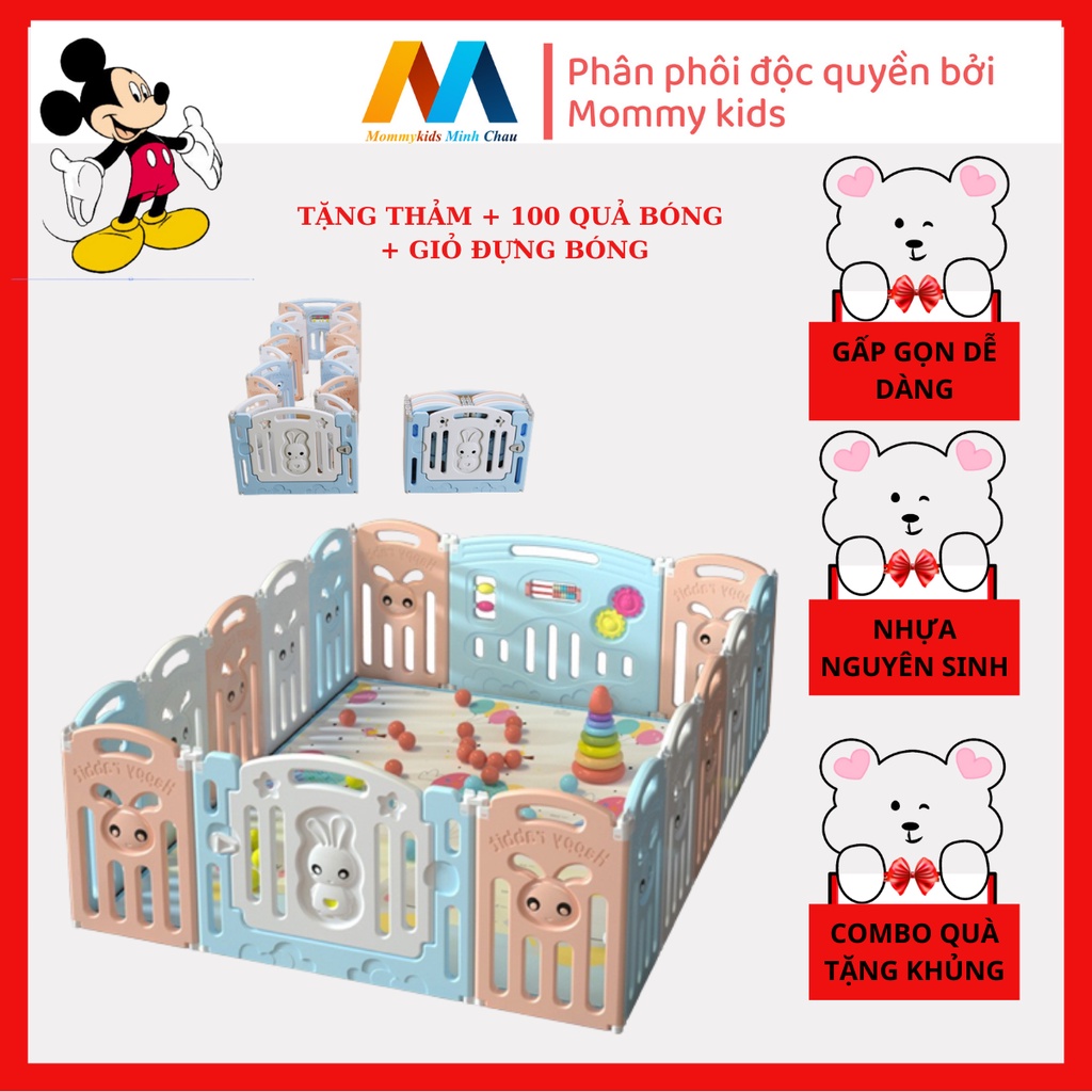 Quây cũi nhựa LUCKMAN ,gấp gọn cho bé, tặng kèm thảm, 100 quả bóng và giỏ đựng bóng