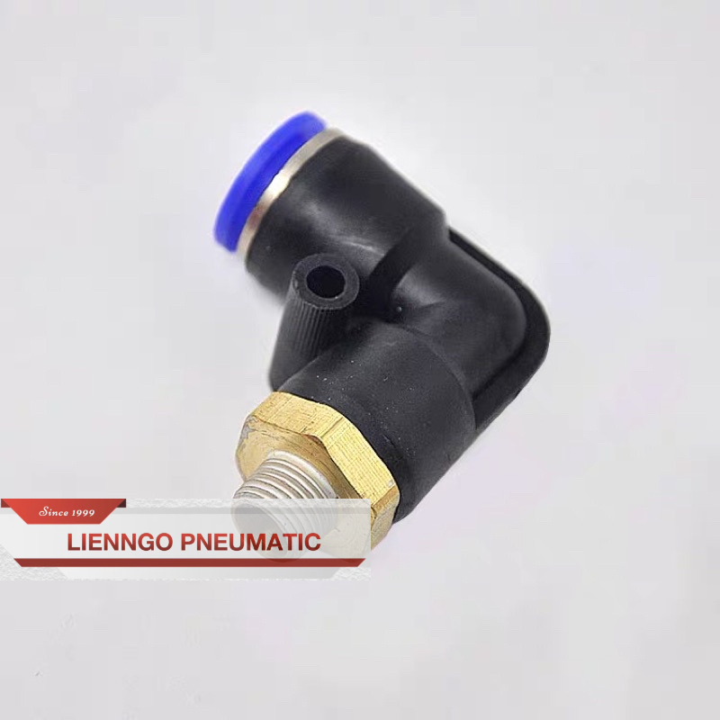 Góc nối nhanh khí nén cắm nhanh nhựa PL 1 đầu ren ngoài