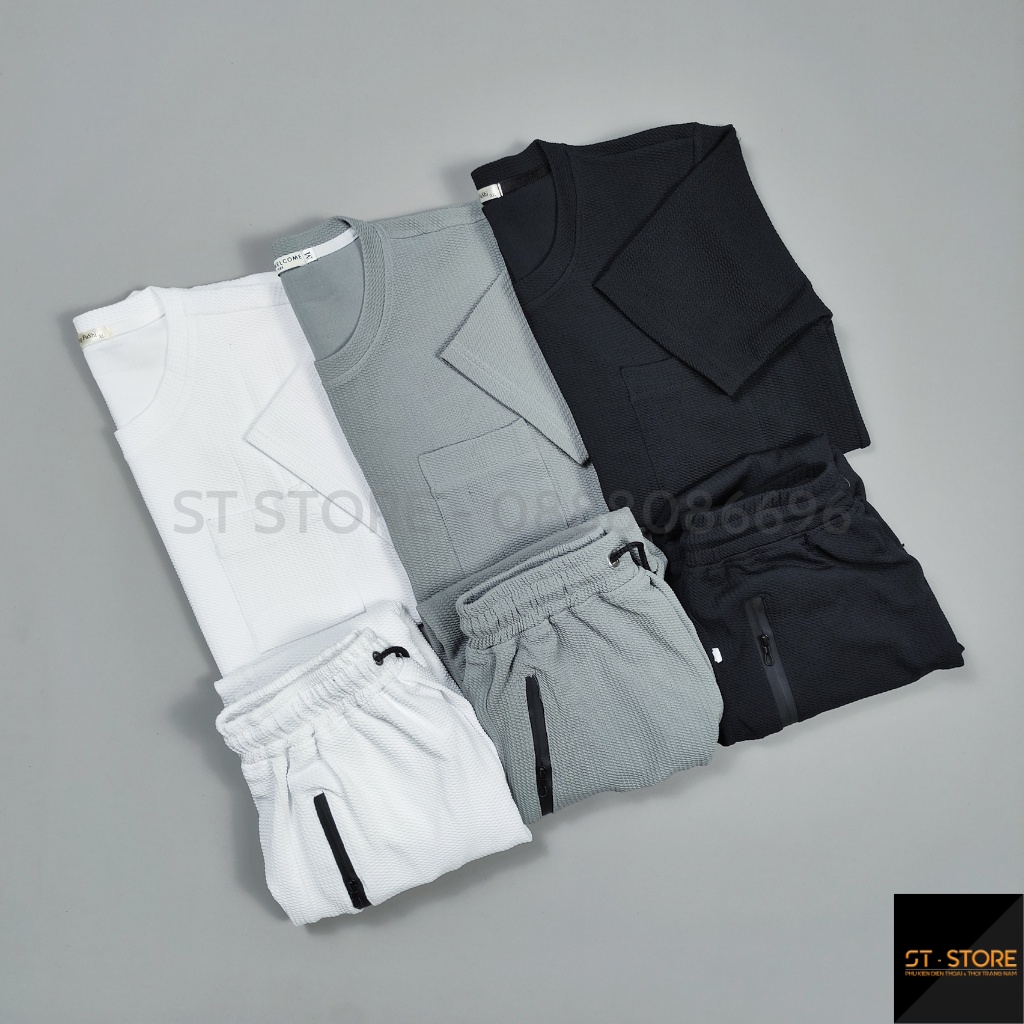 Bộ thể thao nam mùa hè vải Cotton xốp, Đồ bộ quần áo nam mặc nhà, đi chơi ST-STORE