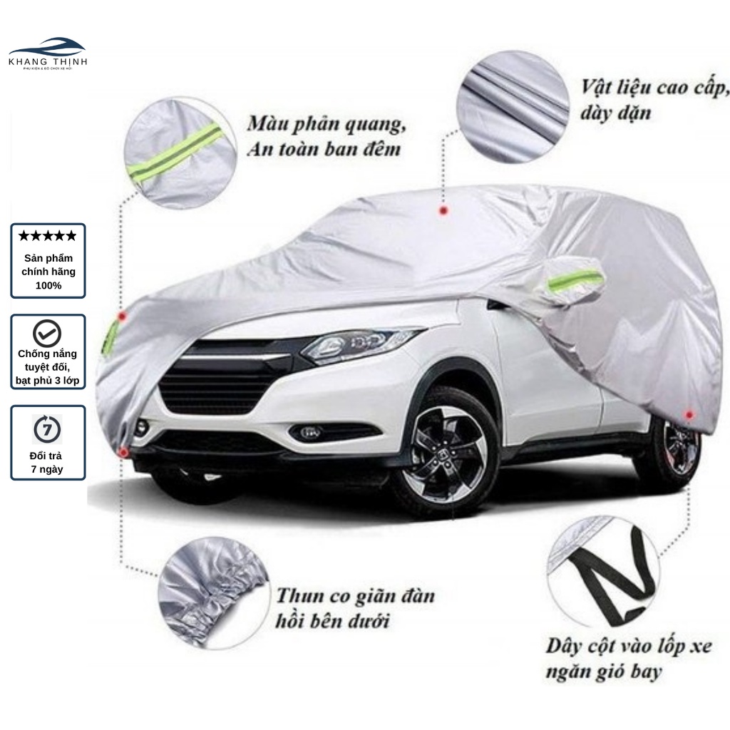 Bạt phủ ô tô, bạt phủ xe hơi 3 lớp chính hãng chống nắng, chống xước, chống cháy cao cấp Khang Thịnh