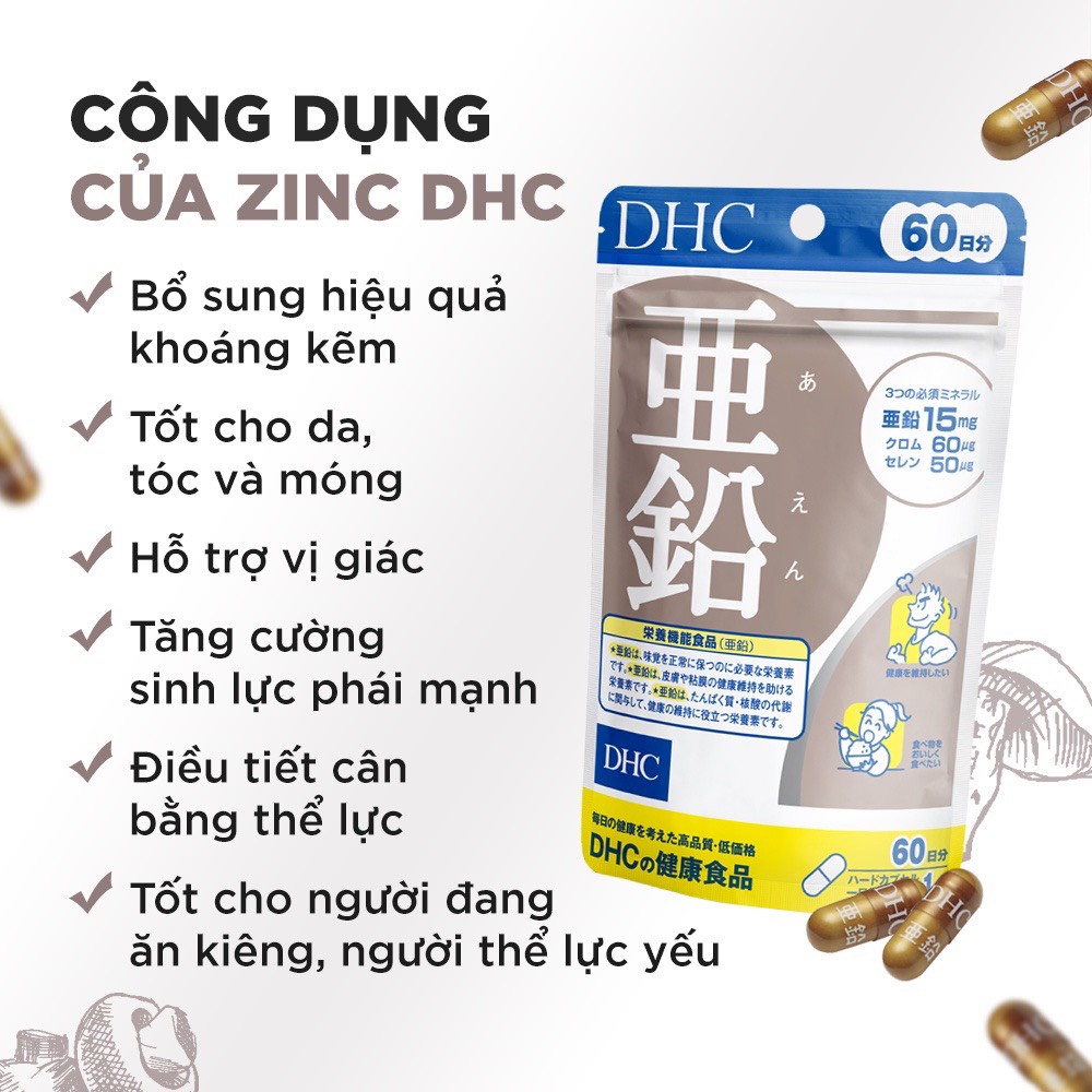 Viên uống DHC bổ sung kẽm zinc Nhật Bản 15v/gói, 15 NGÀY
