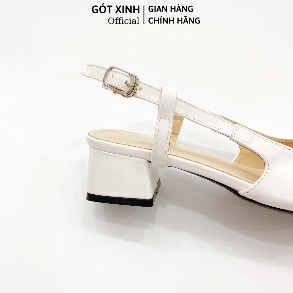 Sandal cao gót nữ GÓT XINH G17 da bóng đế vuông cao 3cm