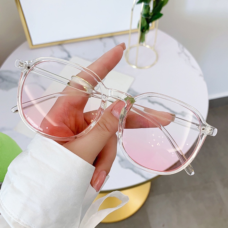 Mắt Kính Chống Ánh Sáng Xanh Gọng Tròn Trong Suốt Thời Trang Cho Nữ