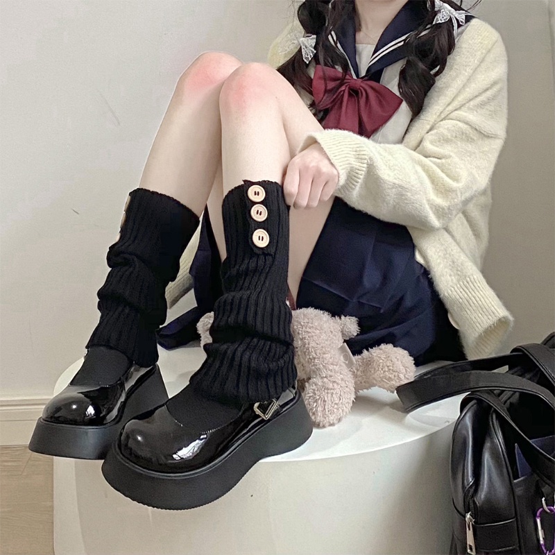 Vớ Ống Chân Dệt Kim Giữ Ấm Mùa Thu Đông Phong Cách Lolita Cho Nữ