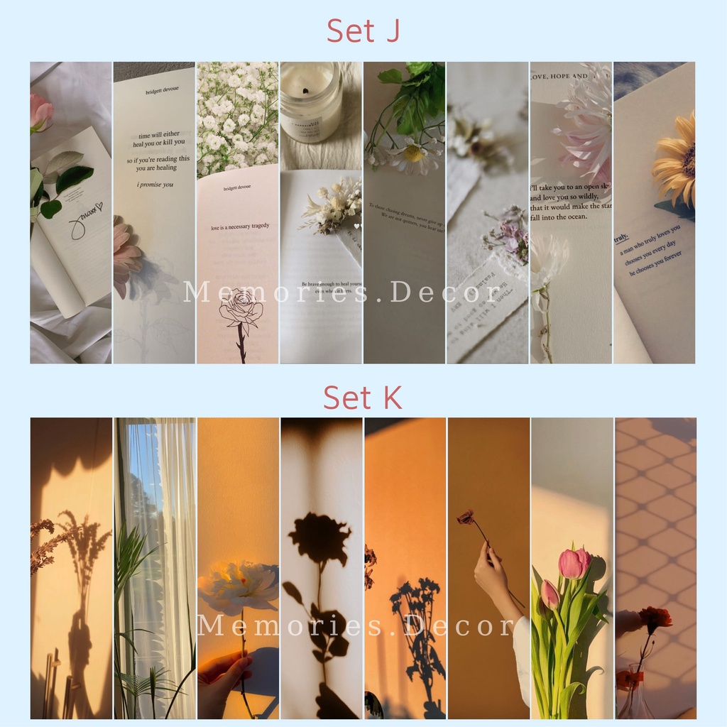 Book Mark Kẹp Sách Giấy Cứng có Ép Plastic, Set 8 Tấm Đánh Dấu Sách Họa Tiết Cực Xinh