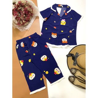 Bộ lững pijama lững vải lụa mặc nhà mịn mát