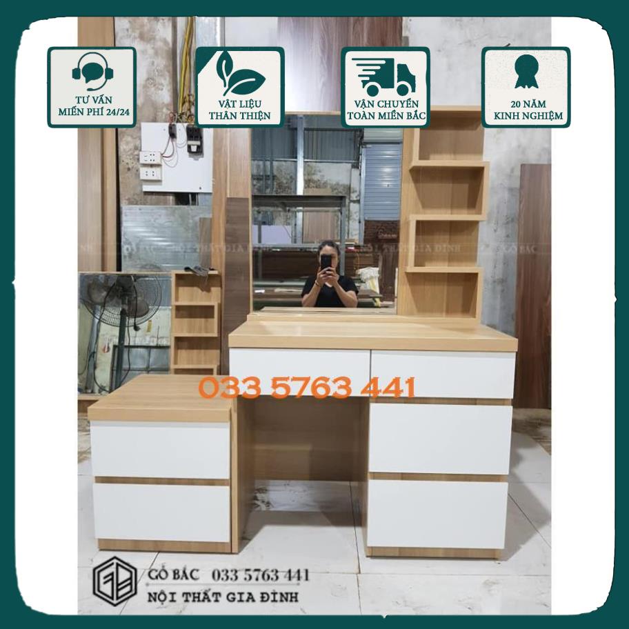Bàn trang điểm gỗ MDF phủ melamine hàng dày dặn loại 1 kích thước 80x40cm - bàn trang điểm đẹp