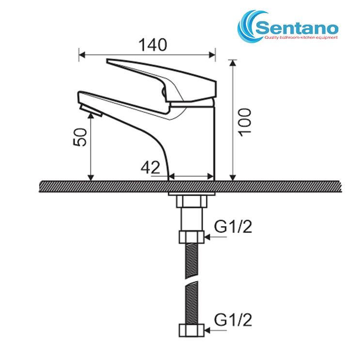 Vòi lavabo lạnh SENTANO STN-607 (ĐỒNG THAU MẠ CROM BÓNG) tay gật gù | BigBuy360 - bigbuy360.vn