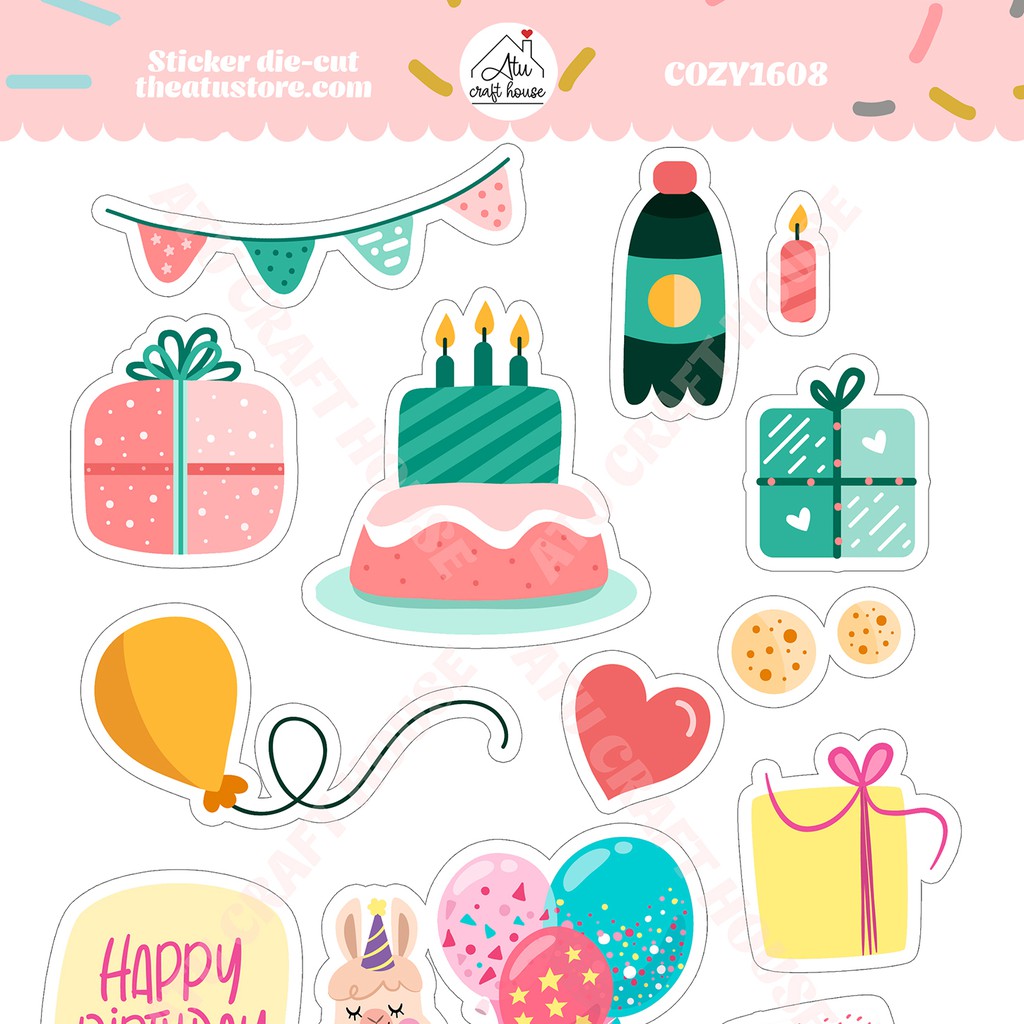 SINH NHẬT - Sticker die-cut - Sticker cắt rời - Nguyên liệu làm Scrapbook Handmade