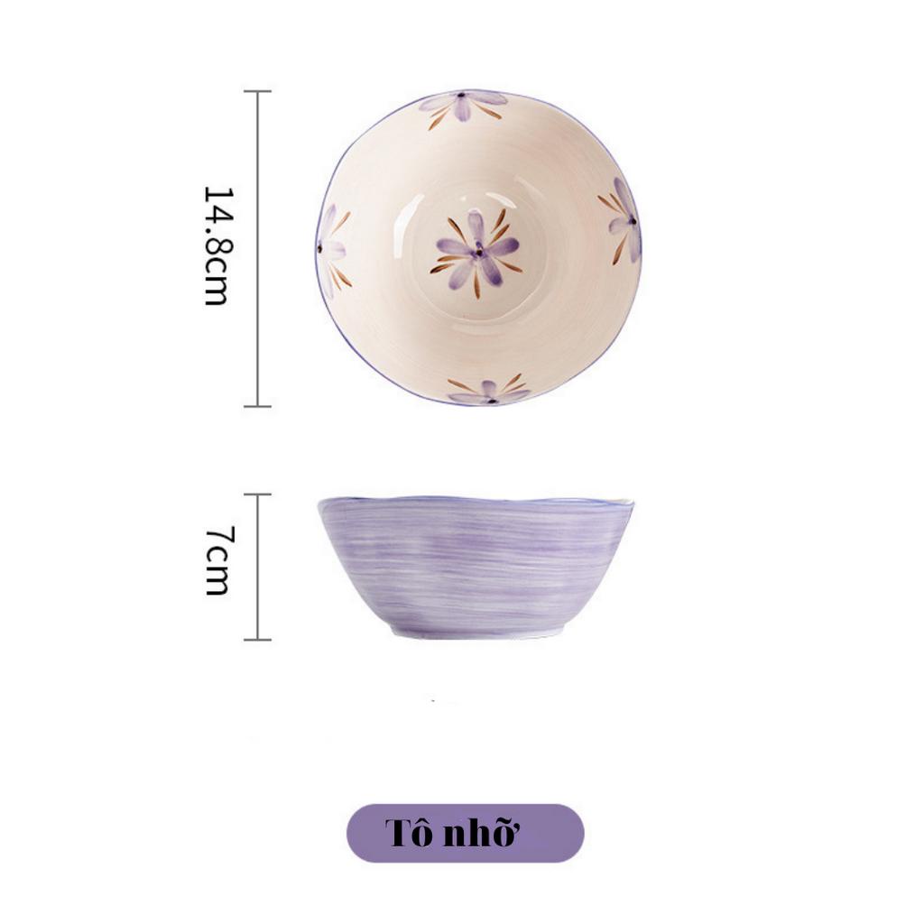 Bán Lẻ Bộ Bát Đĩa Chén Dĩa Cao Cấp Hoa Tím An Toàn Sang Trọng GOSUMI HT001