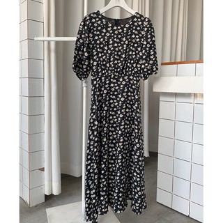 Đầm maxi hoa cúc cột eo mùa hè - D744