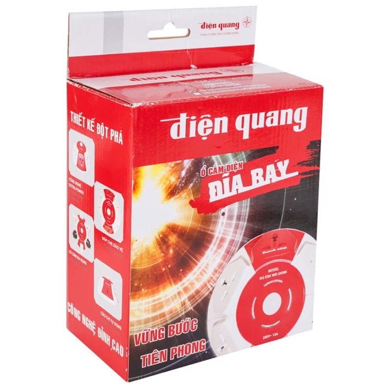 Ổ cắm Điện Quang ĐQ ESK WR.UK986 (Kiểu UFO 6 lỗ 3 chấu màu Trắng Đỏ)