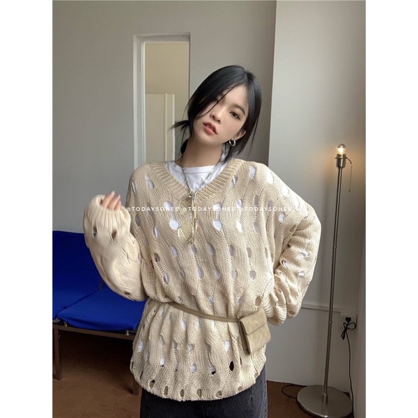 Áo len rách 2 màu