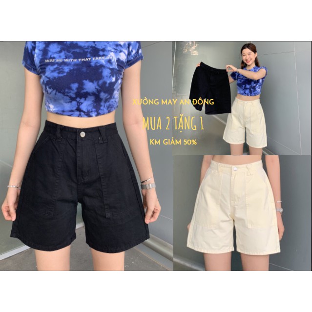 Quần Short Nữ Kaki Basic Unisex - Kiểu Quần sooc đùi màu đen màu trắng trơn Ulzzang | BigBuy360 - bigbuy360.vn